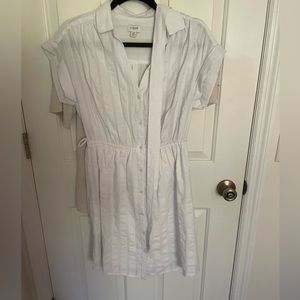 J. CREW White 100% cotton belted shirt dress